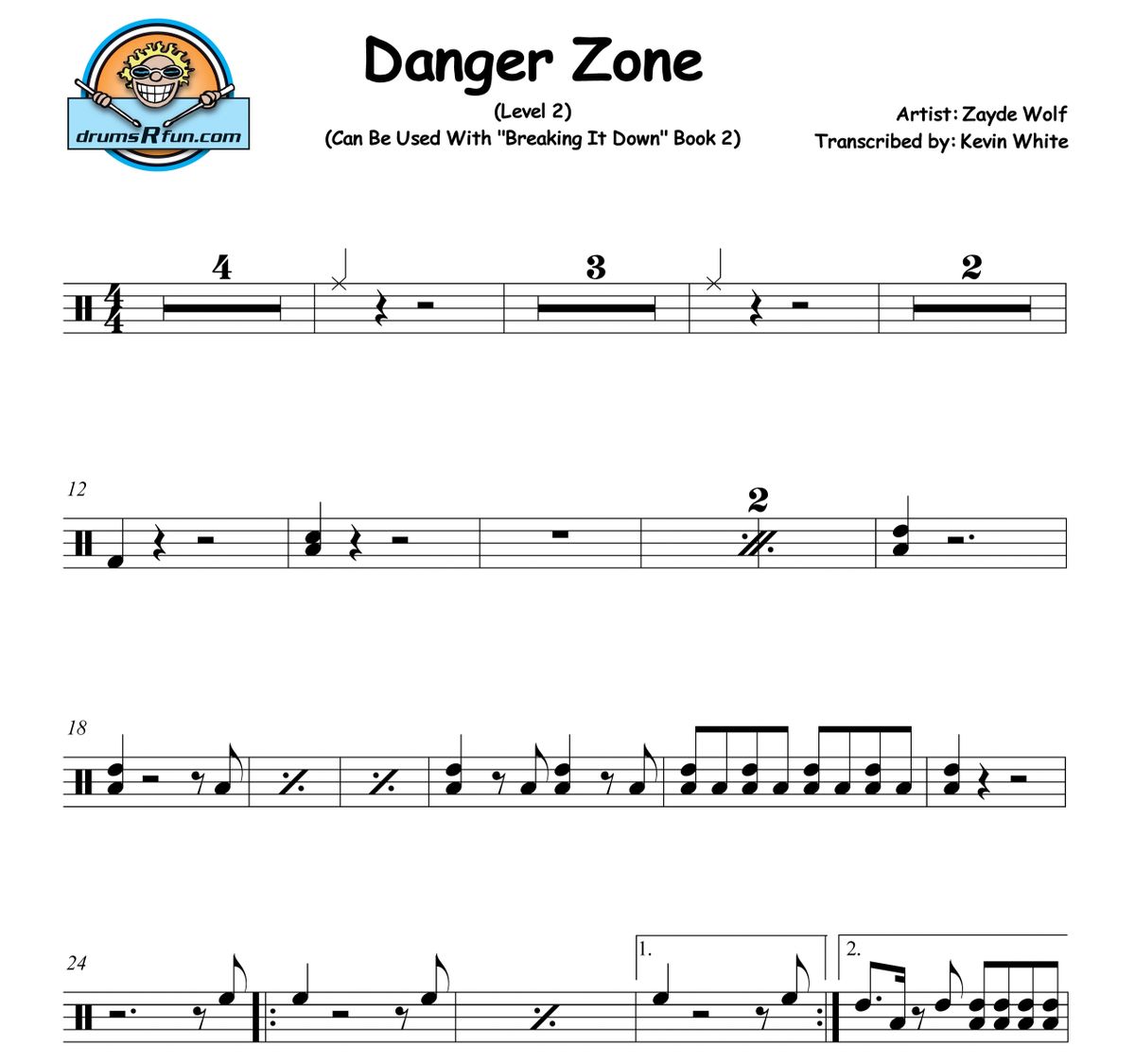 Zayde Wolf, Danger Zone Drum Transcription Level 2